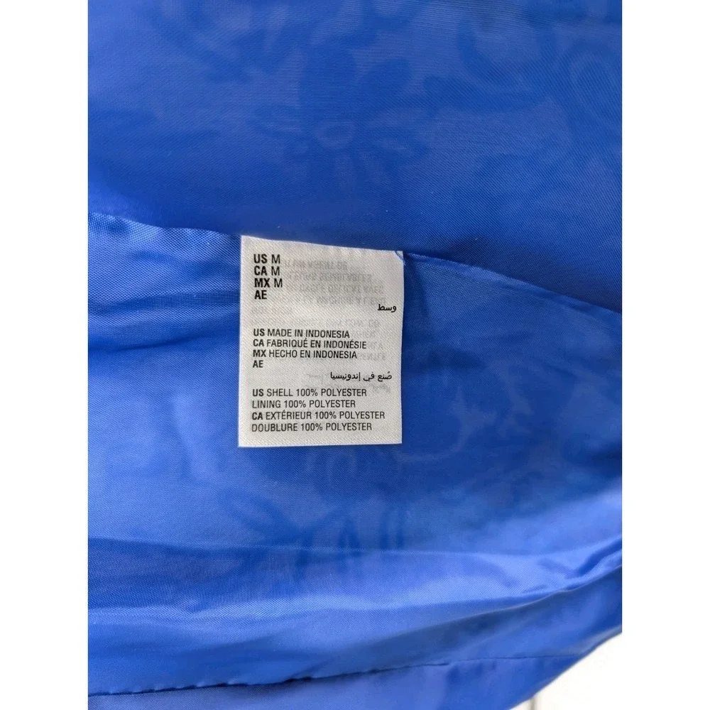 Charter Club Blue Floral Water Resistant Anorak Rain Coat Women's Size‎ M Hooded